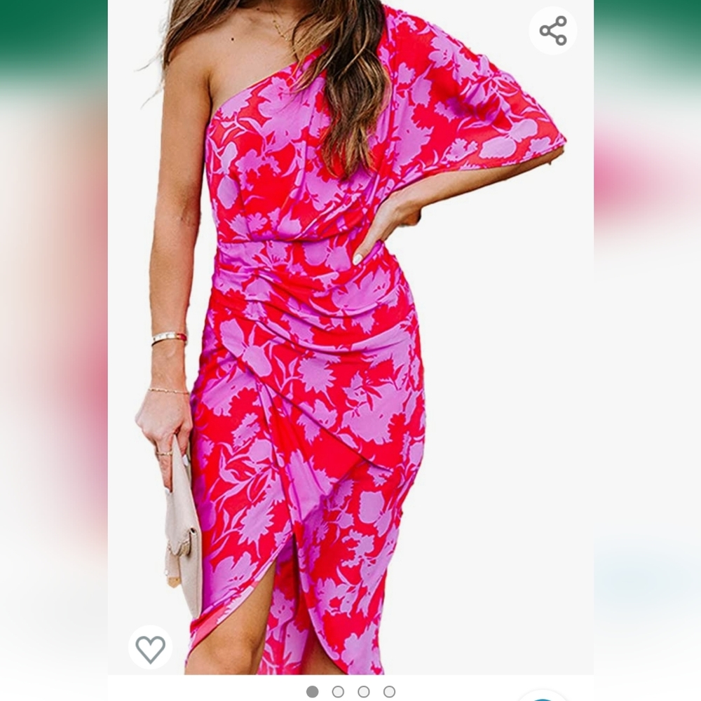 One Shoulder Floral Print Bodycon Dress